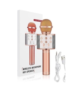 Şarj Edilebilir Telefon Ve Usb Bağlantılı Karaoke Mikrofon Rose Gold Rose Gold