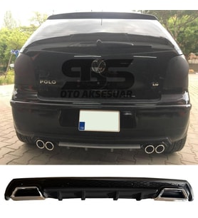 Volkswagen Polo Mk4 Difüzör Arka Tampon Eki 2 Egzoz Çıkışlı Siyah Lüx Tip