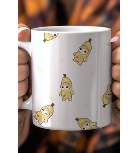 Sevimli Kedi Desenli 330ml Baskılı Beyaz Seramik Kupa Bardak