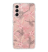 Samsung Galaxy S21  Kamera Korumalı Kapak Floral Kırmızı Tasarımlı  Şeffaf  Kılıf