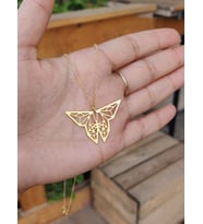 Altın Kaplama Origami Kelebek Gümüş Kolye