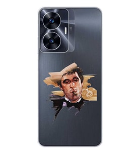 Realme C55 Uyumlu Tony Montana Scarface Desenli Şeffaf Telefon Kılıfı