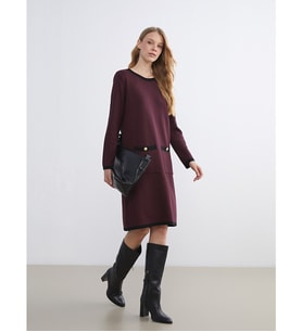 LCWAIKIKI Classic Bordo Bisiklet Yaka Triko Elbise