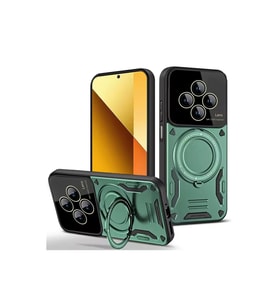 Xiaomi Redmi 14C Kılıf Joy Lens Standlı Kapak - Koyu Yeşil