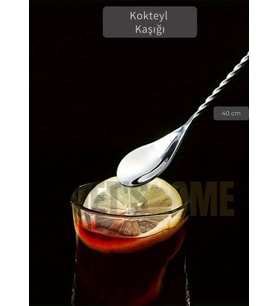 Büyük Kokteyl Kaşığı Paslanmaz Barista Kaşığı Pratik Barmen Kaşığı Çelik 40 cm