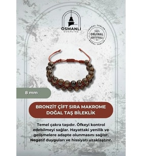 Bronzit 8mm Çift Sıra Makrome Doğal Taş Bileklik