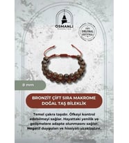 Bronzit 8mm Çift Sıra Makrome Doğal Taş Bileklik