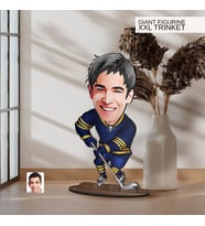BK Gift Kişiye Özel Hokey Oyuncusu Karikatürlü Büyük Boy Ahşap Biblo-2 Arkadaşa Hediye , Sevgiliye Hediye, Kişiye Özel Biblolar
