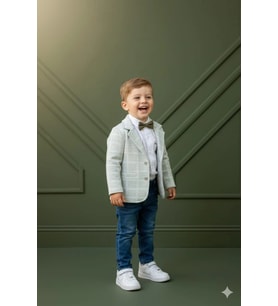 Erkek Çocuk Spor Ceketli Gömlekli ve Pantolonlu 3'lü Premium Seri