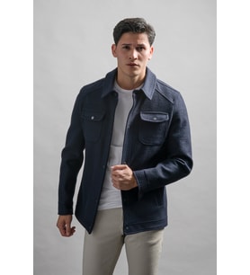 Regular Fit Yakalı Yan Ve Kapak Cepli Astarlı Çıt Çıt Kapamalı Kaşmir Erkek Mont (Lacivert)