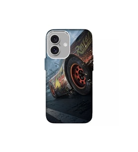 IPHONE 16 ŞİMŞEK MCQUEEN TASARIMLI LÜKS SİLİKON KILIF (Çok Renkli)
