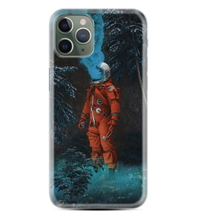 Apple iPhone 11 12 13 14 Pro Max Kılıf Desemli Silikon Astronot Smoke 1769