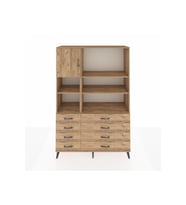 Hyperion Gardrop 7 Raflı 8 Çekmeceli Tek Kapaklı  132x44x195 Çam-Çam