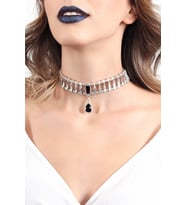 Kadın Antik Gümüş Kaplama Siyah Swarovski Taş Detaylı Tasarım Choker