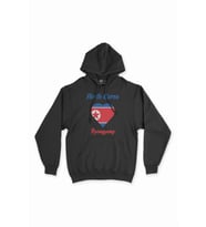 Pyongyang Kuzey Kore Bayraklı Kalpli Siyah Sweatshirt Hoodie