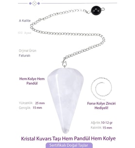 Sertifikalı Kristal Kuvars Taşı Pandül Sarkaç Hem Pandül - Hem Kolye (Çok Renkli)