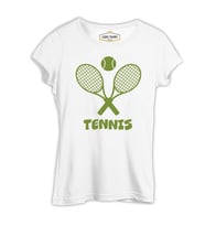 Tenis - Raket Beyaz Kadın Tshirt