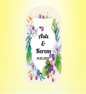 Çiçekli Nişan Nikah Düğün İsimli Tarihli Magnet Açacak Kişiye Özel