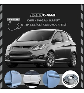 Ford C-MAX Oto Araç Kapı Koruma Fitili 5metre Parlak Gri Renk
