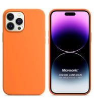 Microsonic Apple iPhone 14 Pro Kılıf Liquid Lansman Silikon Turuncu