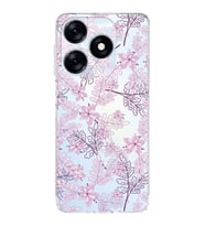 PrintiFy Tecno Spark 10CUyumlu Kamera Korumalı Floral Pudra Tasarımlı Şeffaf Silikon Kılıf