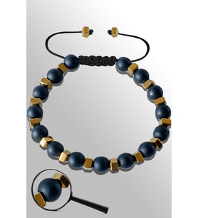 Sertifikalk Gold Falezli 6 Mm Doğal Şungit ( Shungite ) Taşı Bileklik - Ayarlamalı (Çok Renkli)