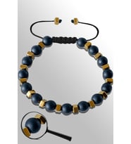 Sertifikalk Gold Falezli 6 Mm Doğal Şungit ( Shungite ) Taşı Bileklik - Ayarlamalı (Çok Renkli)