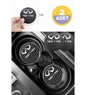 Chery Tiggo 7 Pro Siyah Karbon Bardak Altlığı Chery Logolu Tiggo 7 Pro Yazılı Dayanıklı 7 cm Tasarımı 2 Adet