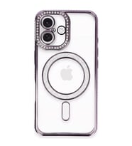 İphone 16 Kılıf Joke Simli Magneticsafe Kılıf - Derin Mor