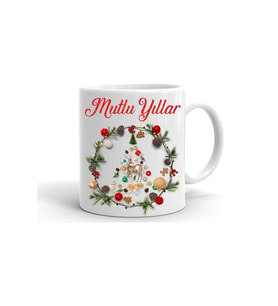 Yılbaşı Noel Temalı Baskılı Seramik Beyaz Kupa