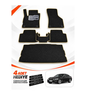BMW 5 SERİSİ-F10-SEDAN (2011-2013) Uyumlu EVA Oto Paspas Bagaj Paspası Dahil Siyah-Bej