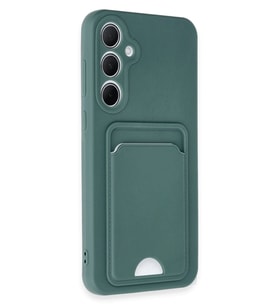 ERTAN Samsung Galaxy A35 5G Kılıf Kelvin Kartvizitli Silikon - Koyu Yeşil