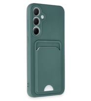 ERTAN Samsung Galaxy A35 5G Kılıf Kelvin Kartvizitli Silikon - Koyu Yeşil