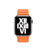 Uyumlu Model Apple Watch 7 8 45mm Kordon Baklalı Deri Kordon (Turuncu)