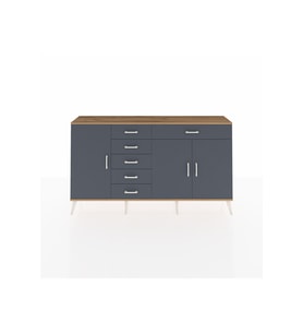 Arges Konsol 3 Raflı 6 Çekmeceli 3 Kapaklı 176x30x99 Çam-Antrasit