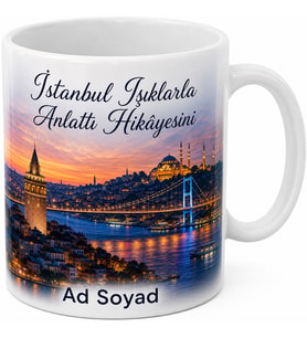 İstanbul Şehir Işıkları Baskılı Kupa Bardak Özel Tasarım Hediye