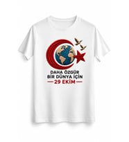 29 Ekim Ruhuyla – Cumhuriyet Bayramı DTG Baskılı Beyaz Tişört