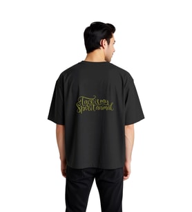 Erkek Oversize Tişört %100 Pamuk Taco Benim Ruh Hayvanım Mizah Baskılı Günlük Rahat Kesim Modern
