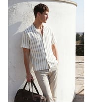 LCW Vision Ekru Regular Fit Çizgili Erkek Gömlek