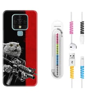 Tecno Camon 16 18P Pova 3 Pova Neo Kılıf Kablo Koruma Spiral Silikon Çılgın Kedi 1674
