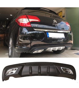 Citroen C4 Difüzör Difizör Siyah + Kare Egzoz Görünüm C Tip 2011 - 2016