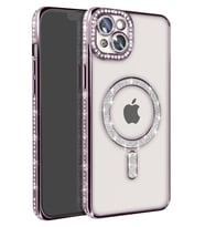 Newface Apple iPhone 14 Kılıf Joke Simli Magneticsafe Kılıf - Derin Mor