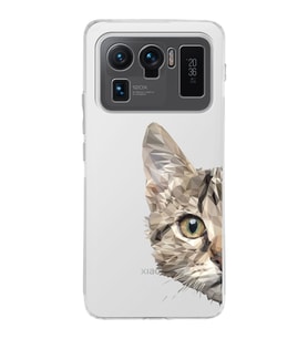 Xiaomi Mi 11 Ultra Uyumlu Kamera Korumalı Kapak Catface Tasarımlı Şeffaf Silikon Kılıf