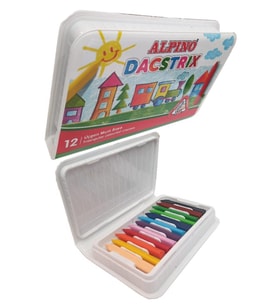 12 Renk Üçgen Mum Boya Plastik Kutulu 1 Paket Alpino Dacstrix Pastel Mum Boya Kalemi Okul Öncesi Sınıf Resim Dersi (Çok Renkli)