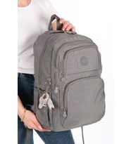 Krinkıl Kumaş Suya Dayanıklı Büyük Boy Gri Klinkır Sırt Çantası/Laptop Okul Çantası (Açık Gri)