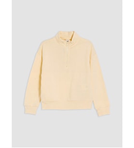 LC WAIKIKI Bej Fermuarlı Dik Yaka Kız Çocuk Sweatshirt