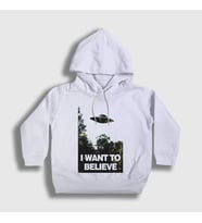 Presmono Unisex Çocuk Beyaz I Want To Believe Dizi X Files Kapüşonlu Sweatshirt 521967tt