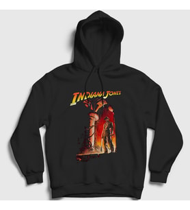 Presmono Unisex Siyah Temple Of Doom Film Indiana Jones Kapüşonlu Sweatshirt 487907tt