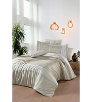 RANFORCE TEK KİŞİLİK NEVRESİM TAKIMI SUVARİ (Bej-Grı)