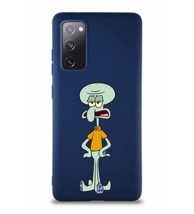 Samsung Galaxy S20 FE Soft Premier Kapak Squidward Dokunaç Tasarımlı Silikon Kılıf - Lacivert (Şeffaf)